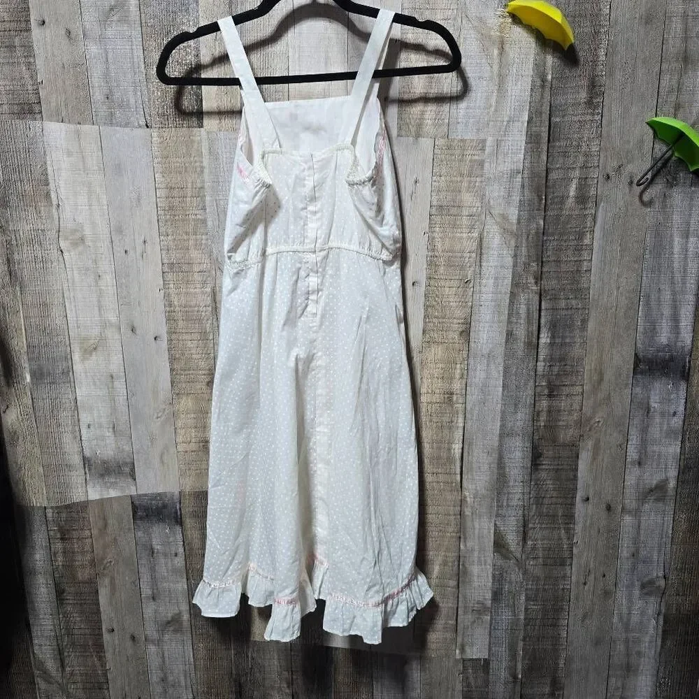 Snippy California Vintage 60s White Polka Dot Tank Midi Shift Dress Girls 14 Ret